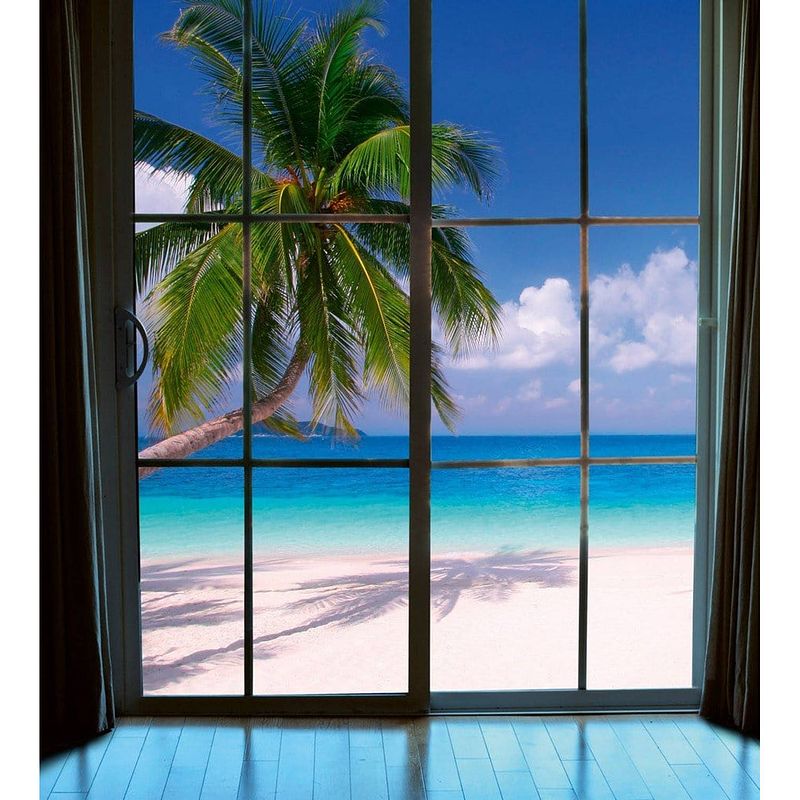 Foto van Dimex beach window view vlies fotobehang 225x250cm 3-banen