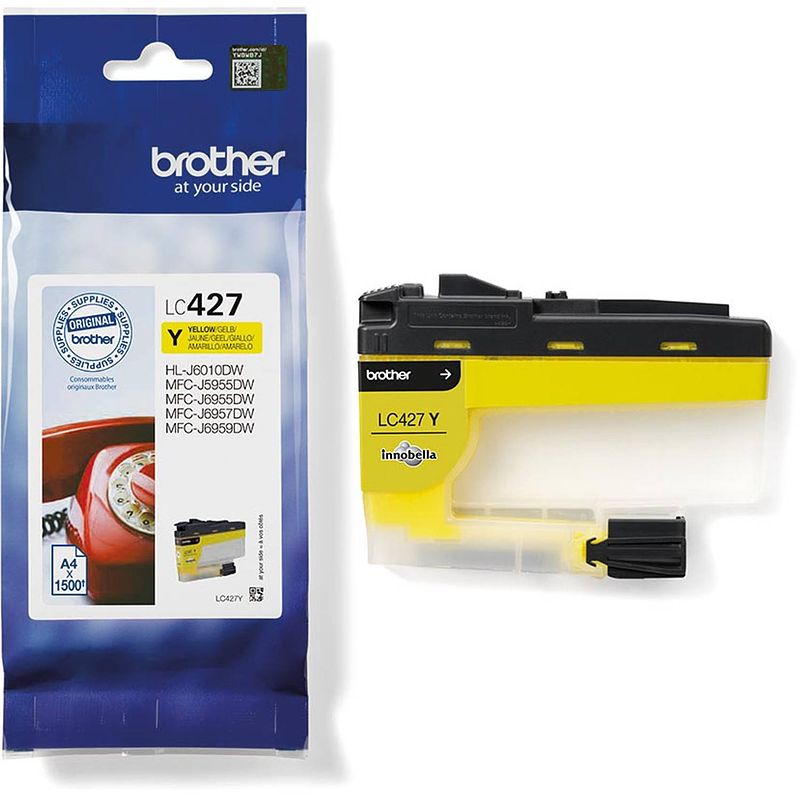 Foto van Brother inktcartridge, 1.500 pagina's, oem lc-427y, geel