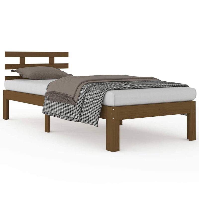 Foto van Vidaxl bedframe massief hout honingbruin 75x190 cm 2ft6 small single