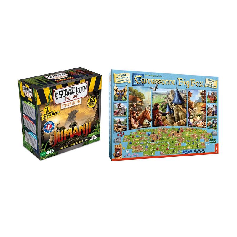 Foto van Spellenbundel - bordspel - 2 stuks - escape room jumanji & carcassonne big box 3