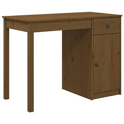 Foto van The living store houten bureau - massief grenenhout - 100 x 50 x 75 cm - honingbruin