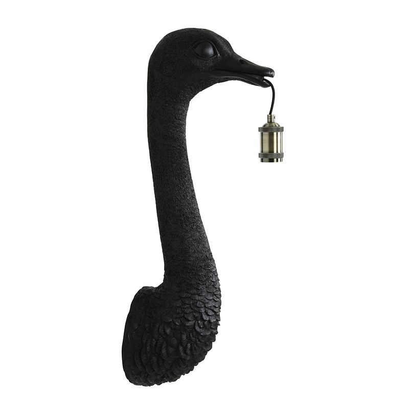 Foto van Light&living wandlamp 25x19x72 cm ostrich mat zwart