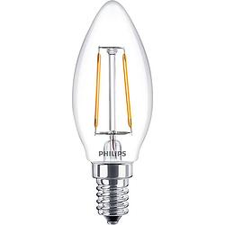 Foto van Philips - led lamp filament - classic ledcandle 827 b35 cl - e14 fitting - 2w - warm wit 2700k vervangt 25w