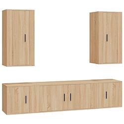 Foto van The living store televisiekastenset - sonoma eiken - 1x 100x34.5x40cm - 2x 40x34.5x40cm - 2x 40x34.5x80cm