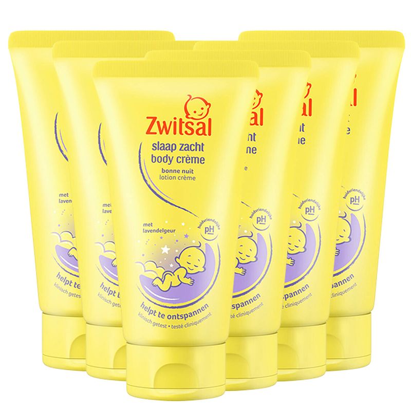 Foto van Zwitsal - slaap zacht - body crème - lavendel - 6 x 150ml - voordeelverpakking
