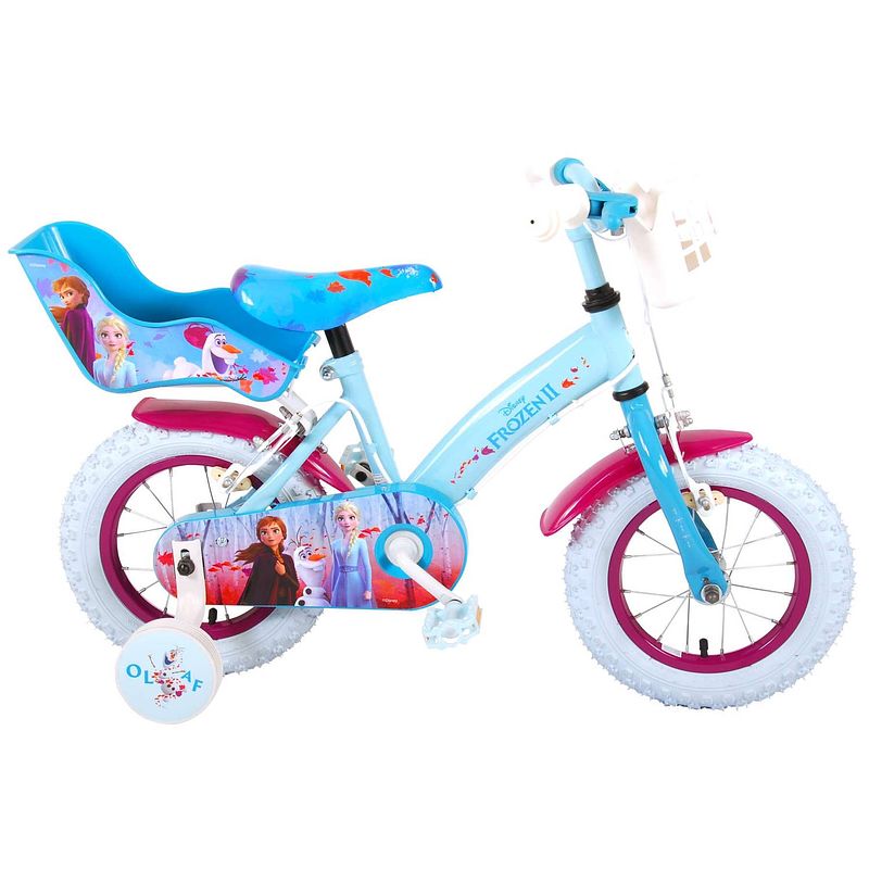 Foto van Kubbinga meisjesfiets disney frozen 12 inch 21,5 cm meisjes knijprem blauw