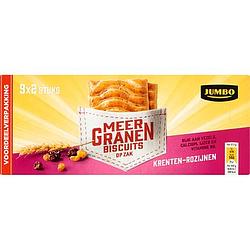 Foto van Jumbo meergranen biscuits rozijn voordeel verpakking 9 x 37, 5g