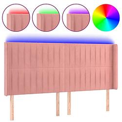 Foto van Vidaxl hoofdbord led 183x16x118/128 cm fluweel roze