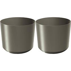 Foto van Prosperplast plantenpot/bloempot babylon - 2x - kunststof - buiten/binnen - titanium grijs - d15 x h15 cm - plantenpotte