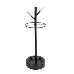 Foto van Leitmotiv - umbrella stand fushion black w. rubber wood