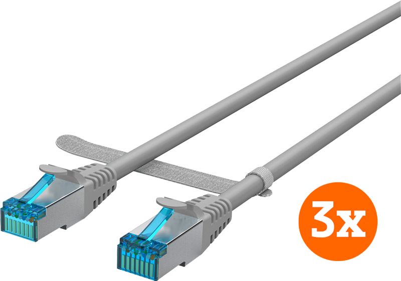 Foto van Bluebuilt netwerkkabel stp cat6 30 meter grijs 3-pack