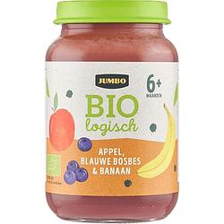 Foto van Jumbo babyvoeding biologisch appel, blauwe bosbes & banaan 6+ maanden 190g