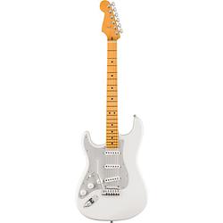 Foto van Fender american ultra ii stratocaster left-hand mn avalanche linkshandige elektrische gitaar met koffer