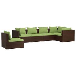 Foto van Vidaxl 6-delige loungeset met kussens poly rattan bruin