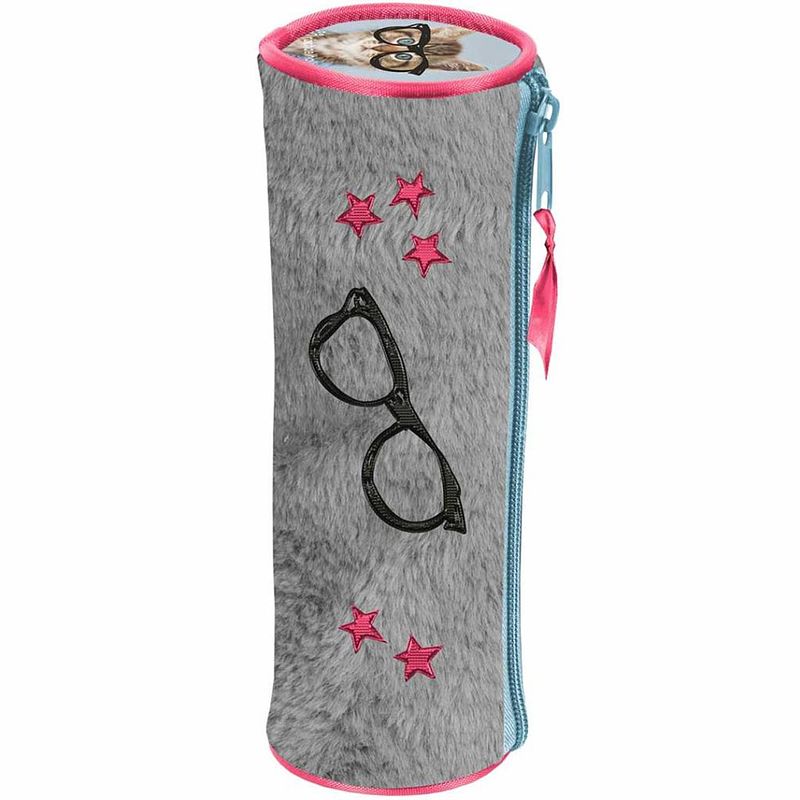 Foto van Rachael hale clever kitty - pluche etui - 19 x 6 cm - grijs