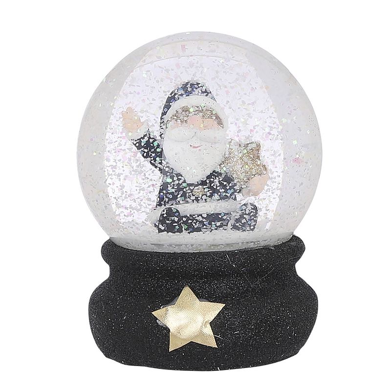 Foto van House of seasons waterbal kerstman 12 cm glas/keramiek zwart/wit