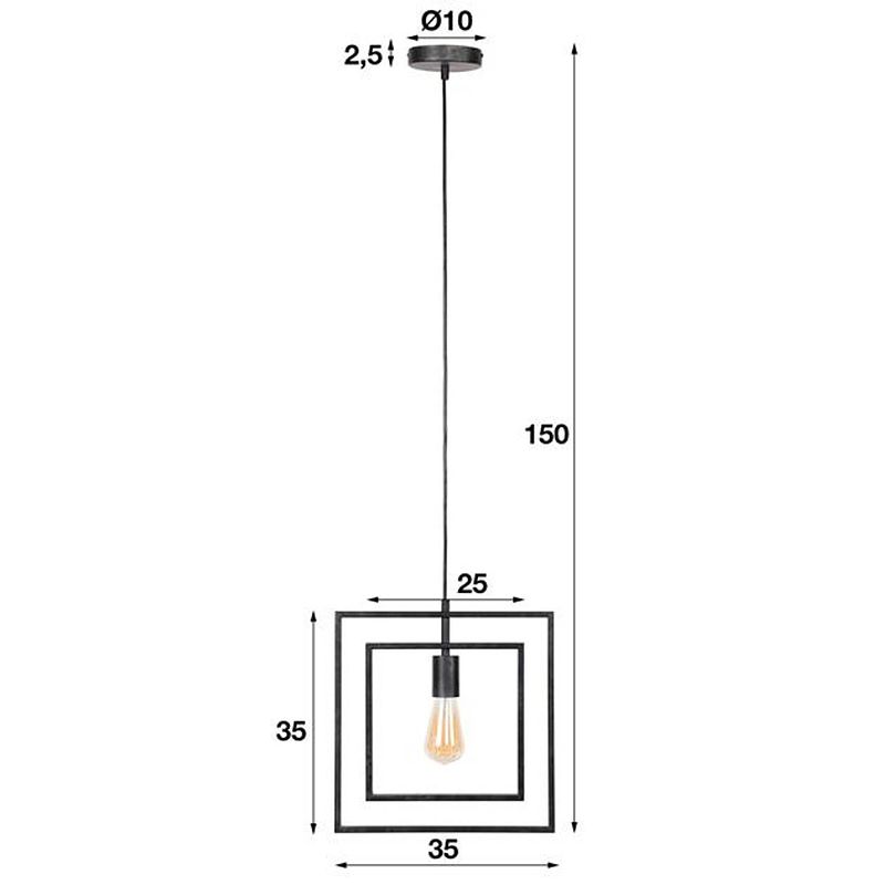 Foto van Hoyz - vierkante hanglamp met 1 lamp - turn square - grijs - 35cm