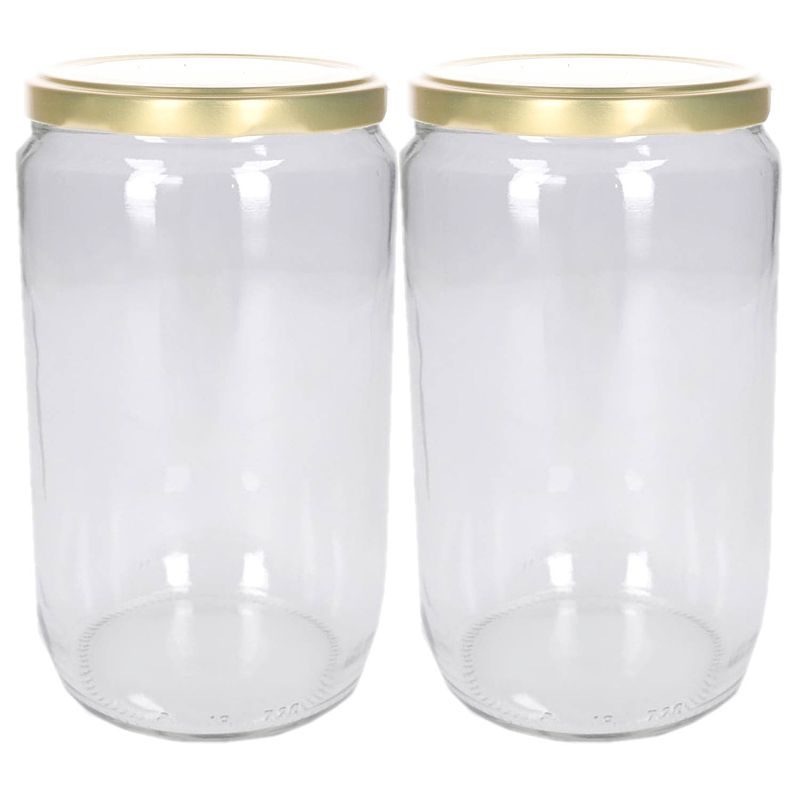 Foto van Set van 2x stuks luchtdichte weckpotten/jampotten transparant glas 720 ml - weckpotten