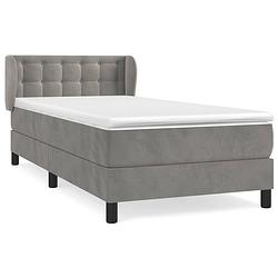 Foto van The living store - boxspringbed - bed 203x93x78/88 cm - lichtgrijs fluweel - pocketvering matras - middelharde