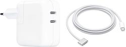 Foto van Apple 35w power adapter met 2 usb c poorten + apple usb c naar magsafe 3 kabel (2m)
