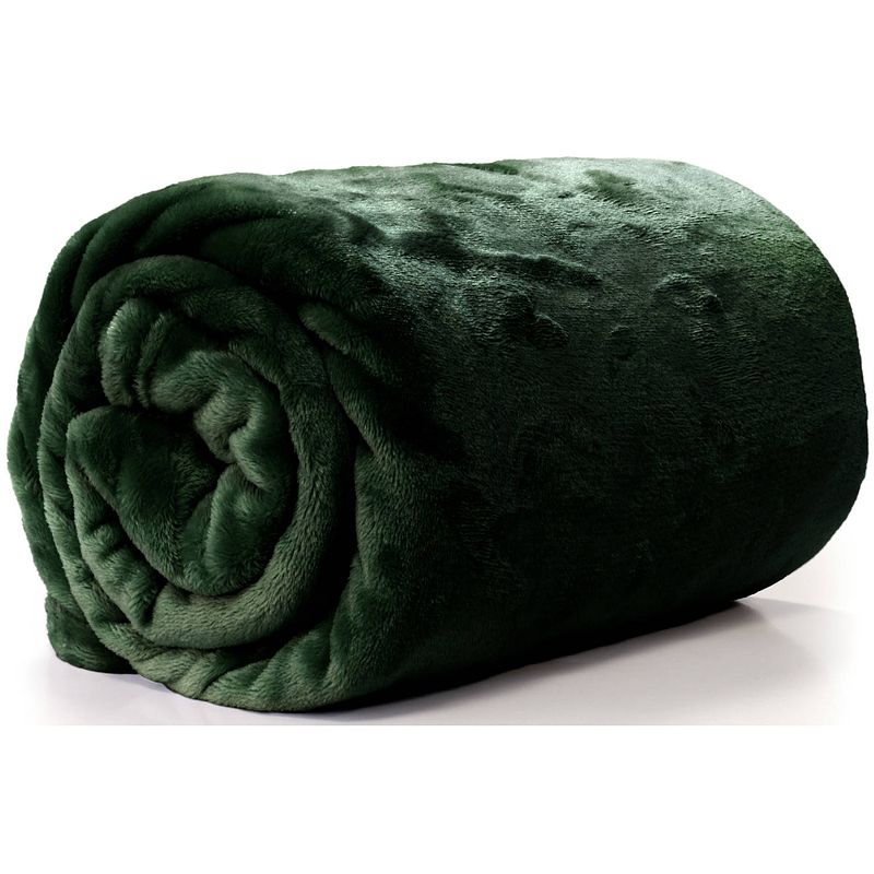 Foto van Fleece deken/plaid bailey 130 x 180 cm - smaragd groen - plaids