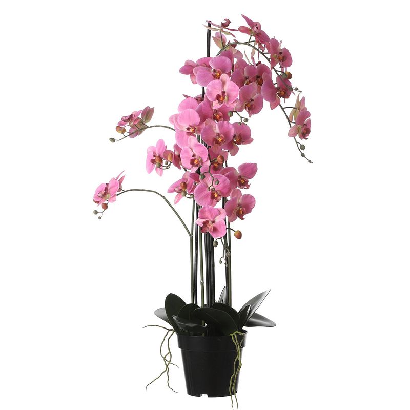 Foto van Mica decorations orchidee bloem kunstplant - roze - h97 x b19 cm - kunstplanten