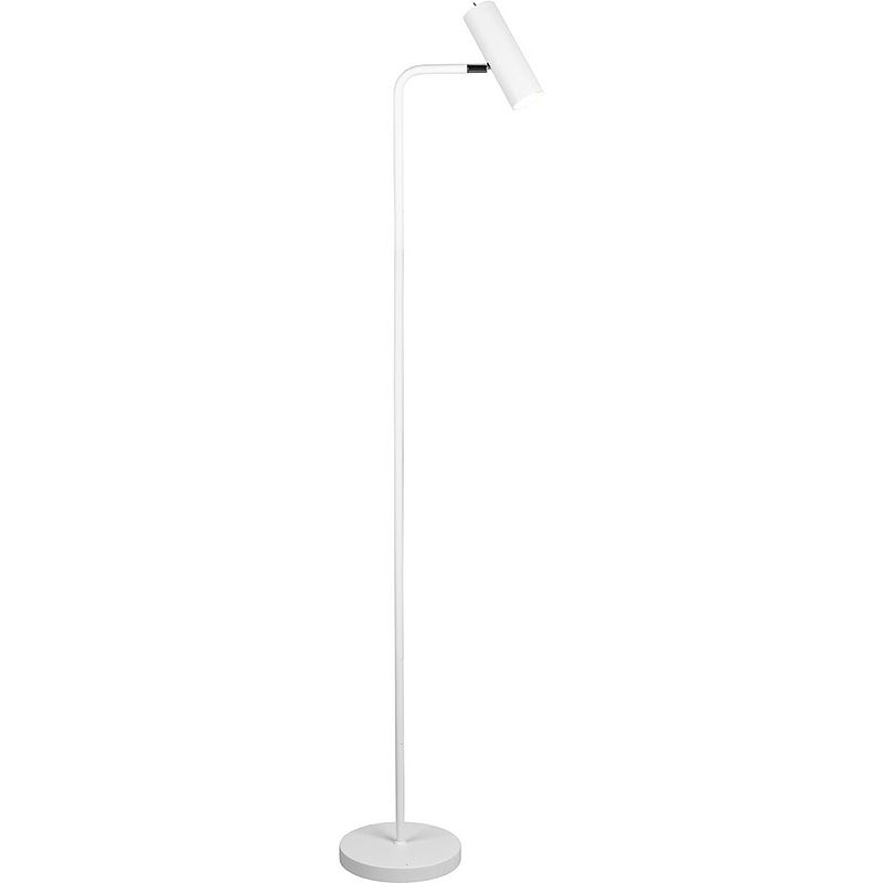 Foto van Led vloerlamp - trion milona - gu10 fitting - 1-lichts - rond - mat wit - aluminium