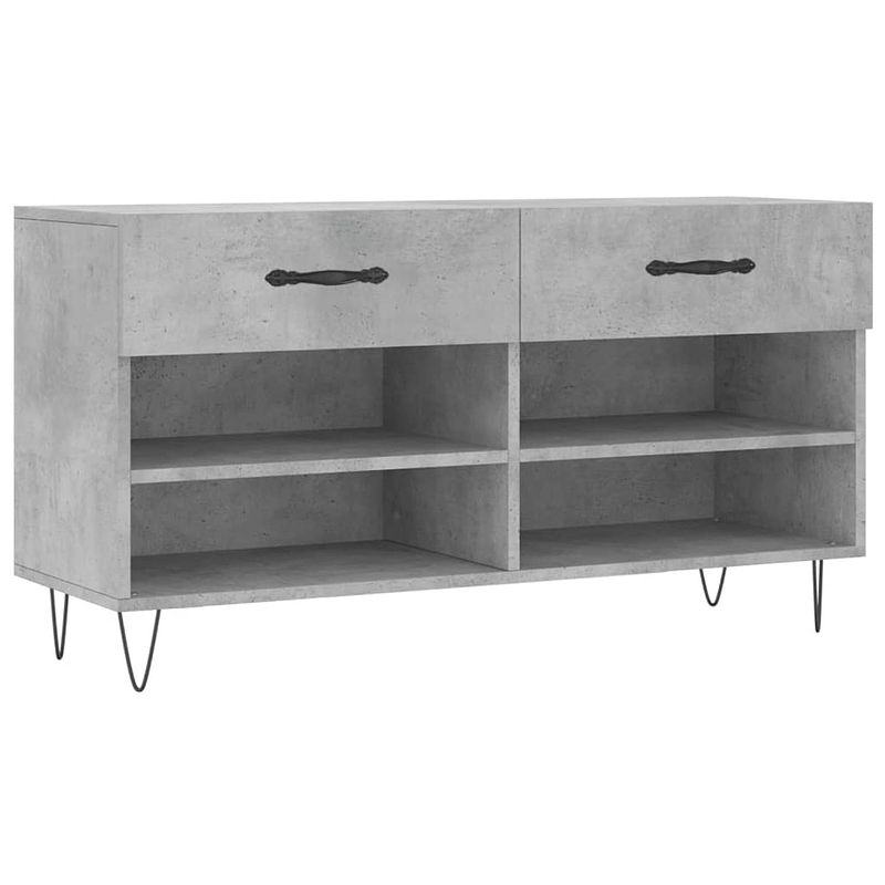 Foto van The living store schoenenbank - betongrijs - 102 x 35 x 55 cm - trendy en praktisch