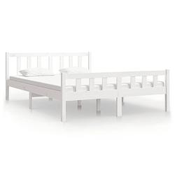 Foto van Vidaxl bedframe massief hout wit 135x190 cm 4ft6 double