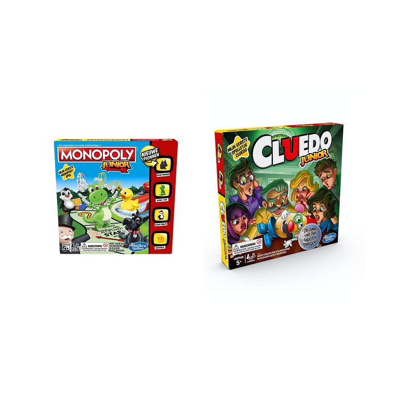 Foto van Spellenset - bordspel - 2 stuks - monopoly junior & cluedo junior