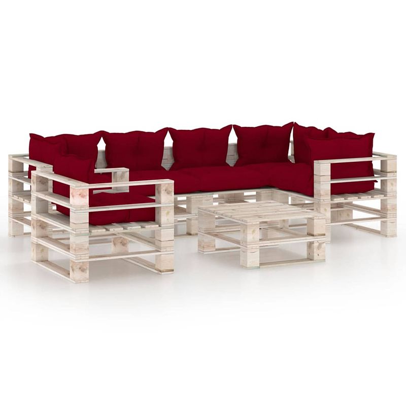 Foto van Vidaxl 7-delige loungeset met kussens pallet grenenhout