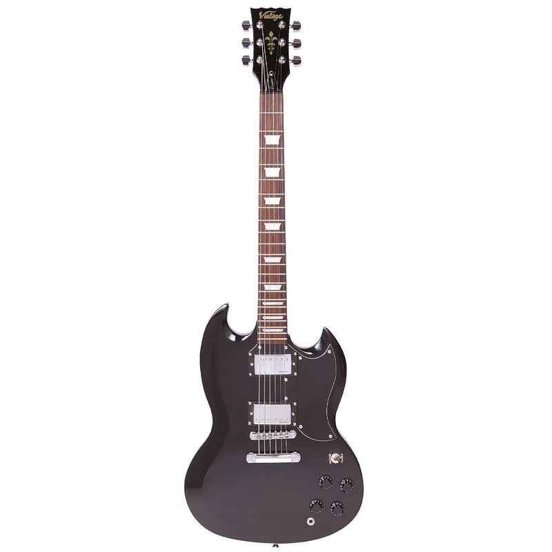Foto van Vintage v69blk coaster series gloss black elektrische gitaar
