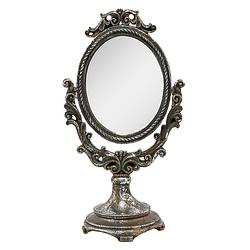 Foto van Haes deco - staande spiegel - bruin - 16x11x29 cm - polyresin / glas - tafel spiegel, ovale spiegel