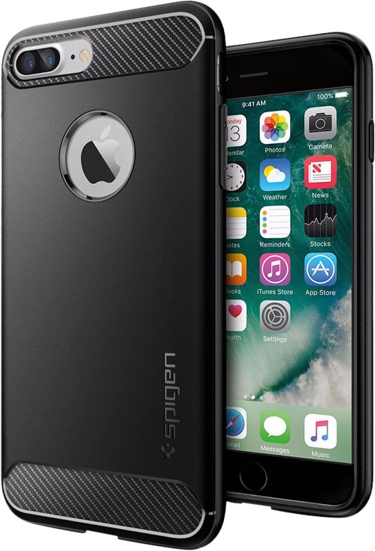 Foto van Spigen rugged armor apple iphone se plus / 8 plus / 7 plus back cover zwart