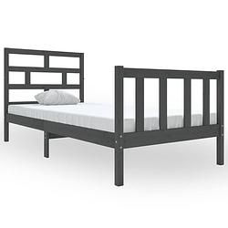 Foto van The living store bedframe grenenhout - grijs - 205.5x95.5x69.5 cm - comfortabel hoofdeinde - stabiel frame