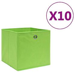 Foto van Vidaxl opbergboxen 10 st 28x28x28 cm nonwoven stof groen