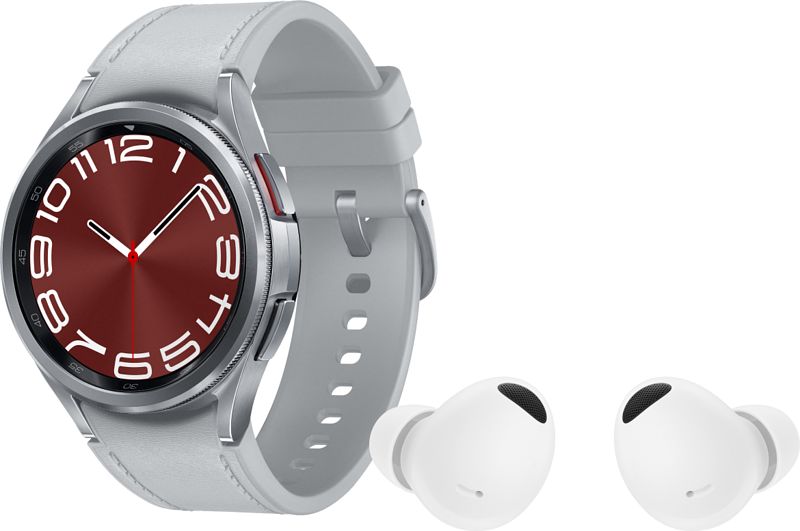 Foto van Samsung galaxy watch 6 classic 4g zilver 43mm + samsung galaxy buds 2 pro