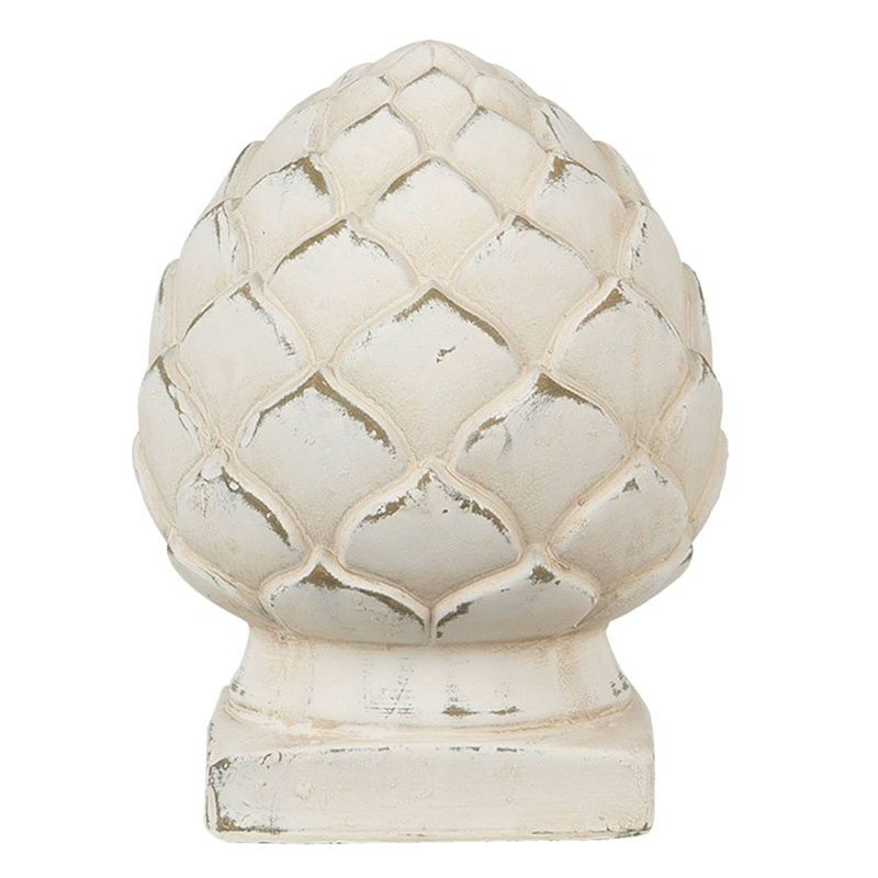 Foto van Clayre & eef beeld dennenappel ø 14x18 cm beige steen kerstdecoratie beeld decoratie decoratieve accessoires beige