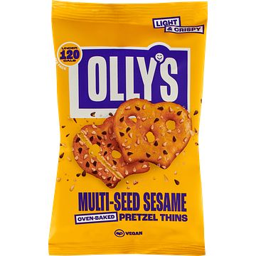 Foto van Olly's pretzels multiseed sesame thins 140g bij jumbo