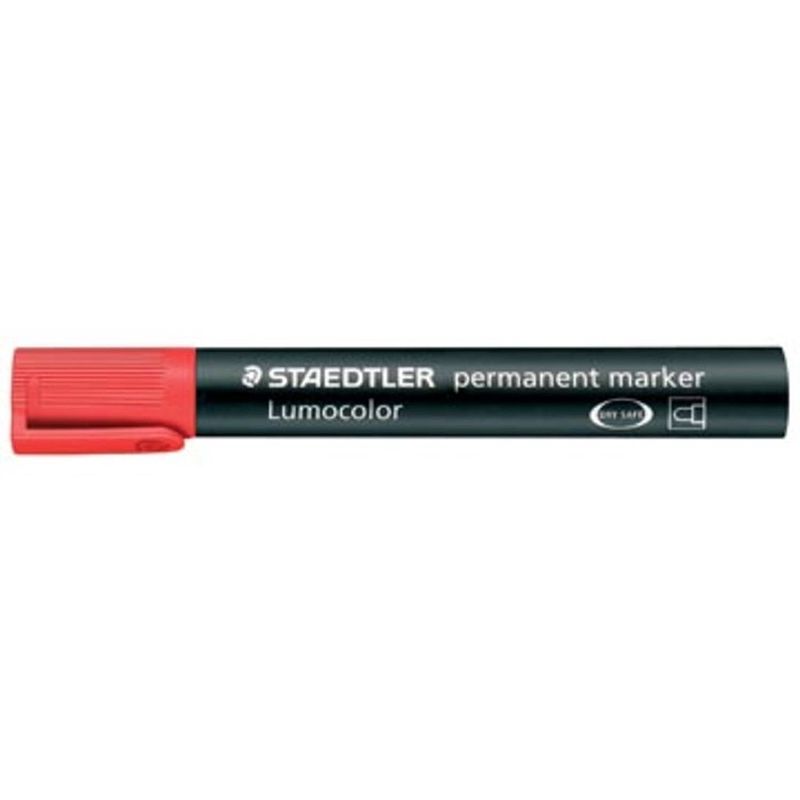 Foto van Staedtler permanente marker rood, schrijfbreedte 2 mm, ronde punt