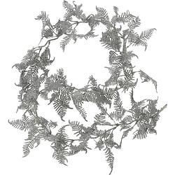 Foto van Christmas decoration lichtsnoer/slinger - met bladeren - zilver - 150 cm - guirlandes