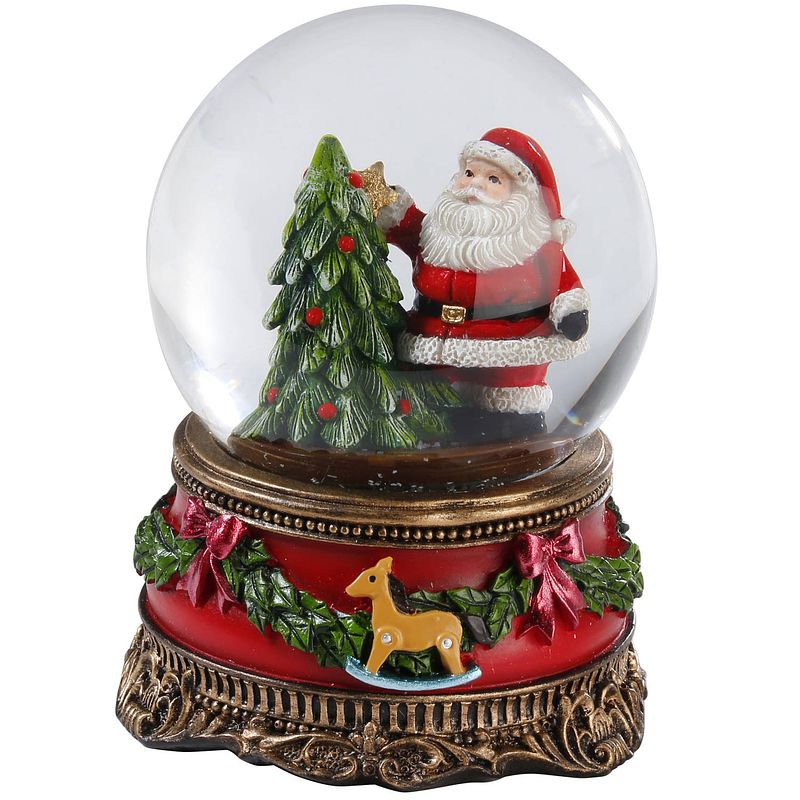 Foto van Sneeuwbol/snowglobe met kerstman 9,5 cm kerstversiering - sneeuwbollen