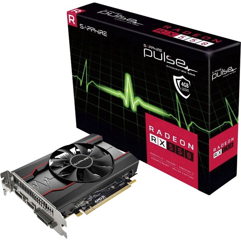 Foto van Sapphire videokaart amd radeon rx 550 pulse 4 gb gddr5-ram pcie hdmi, dvi, displayport