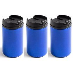 Foto van 3x isoleerbekers rvs metallic blauw 320 ml - thermosbeker