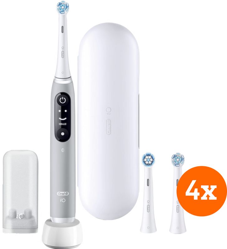 Foto van Oral-b io 6n grijs + io ultimate clean opzetborstels (4 stuks)