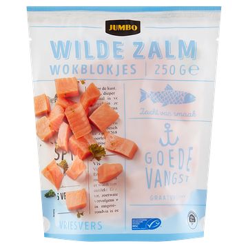 Foto van Jumbo wilde zalm wokblokjes 250g