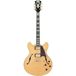 Foto van D'sangelico deluxe dc stopbar satin honey semi-akoestische gitaar met koffer