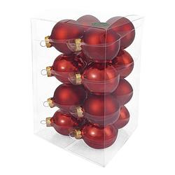 Foto van Decosy glas kerstballen (8cm) box 16 stuks red combi