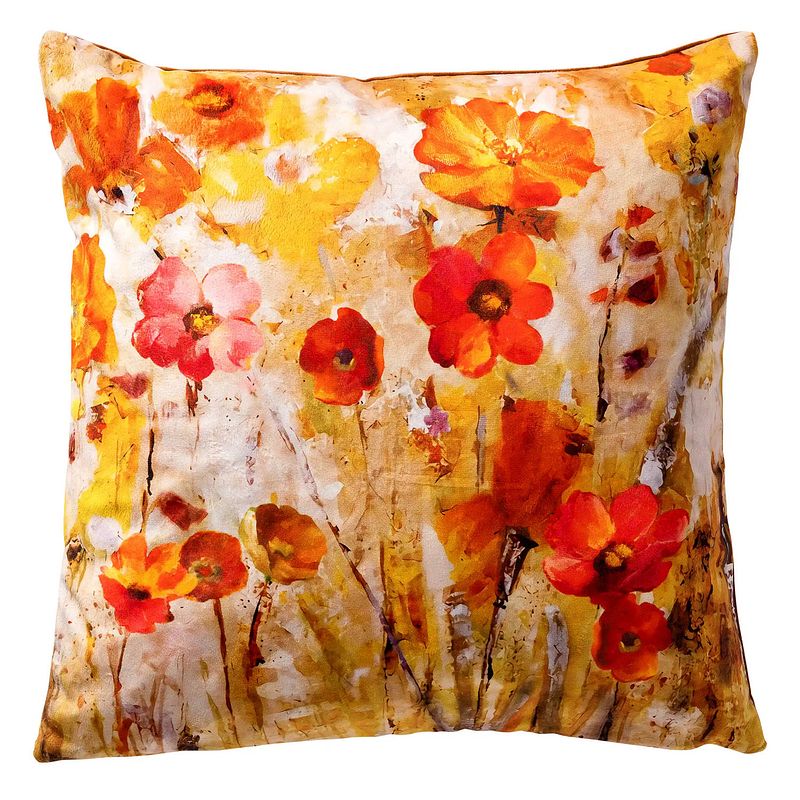 Foto van Dutch decor - brooke - sierkussen 45x45 cm - met bloemenprint - chai tea - multicolour