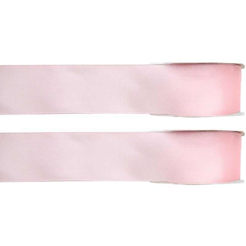 Foto van 2x hobby/decoratie roze satijnen sierlinten 1,5 cm/15 mm x 25 meter - cadeaulinten